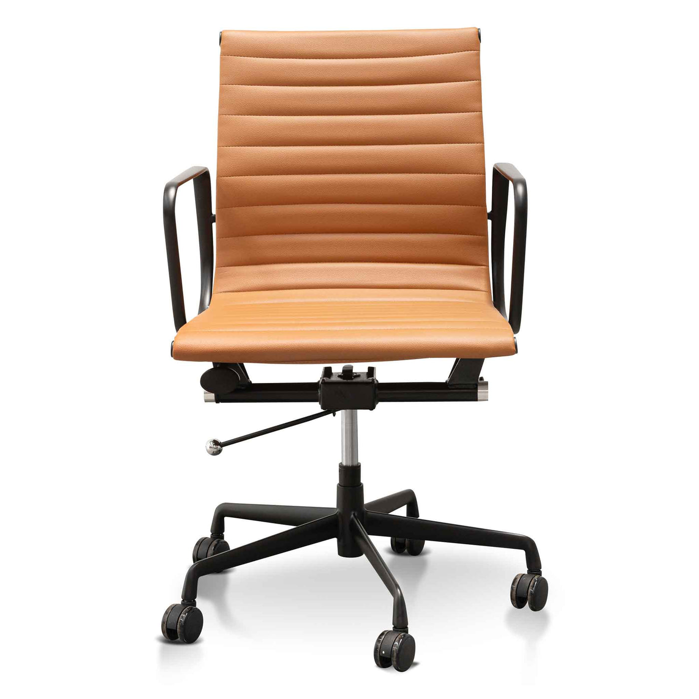 Low Back Office Chair - Saddle Tan in Black Frame