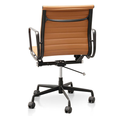 Low Back Office Chair - Saddle Tan in Black Frame