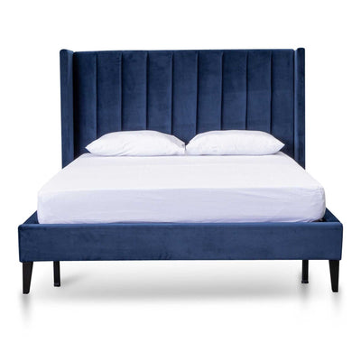 Queen Bed Frame - Navy Velvet