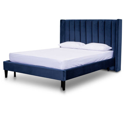 Queen Bed Frame - Navy Velvet