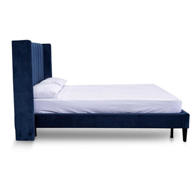 Queen Bed Frame - Navy Velvet