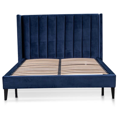 Queen Bed Frame - Navy Velvet