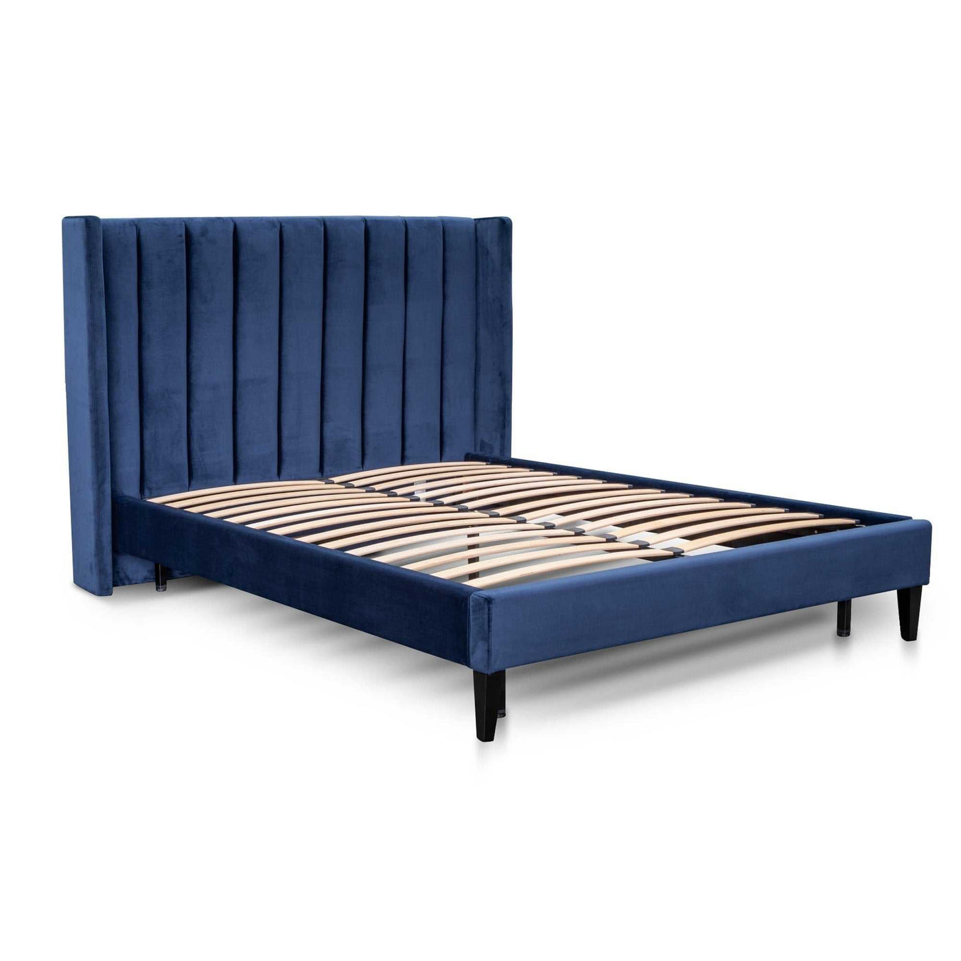 Queen Bed Frame - Navy Velvet