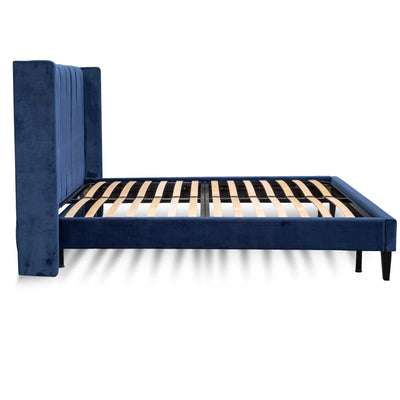 Queen Bed Frame - Navy Velvet