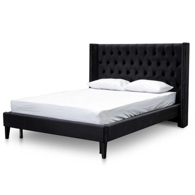 Queen Bed Frame - Black Velvet