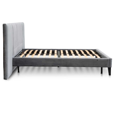 King Sized Bed Frame - Charcoal Velvet