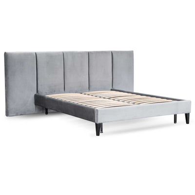 King Sized Bed Frame - Charcoal Velvet