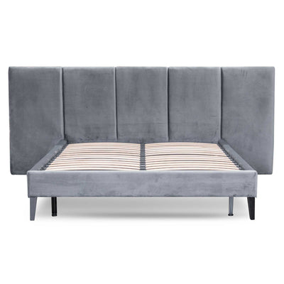 King Sized Bed Frame - Charcoal Velvet