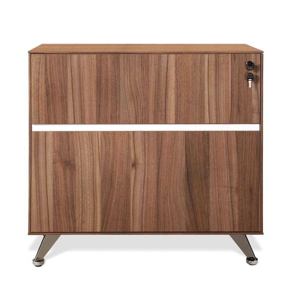 2 Drawer Filing Cabinet - Walnut