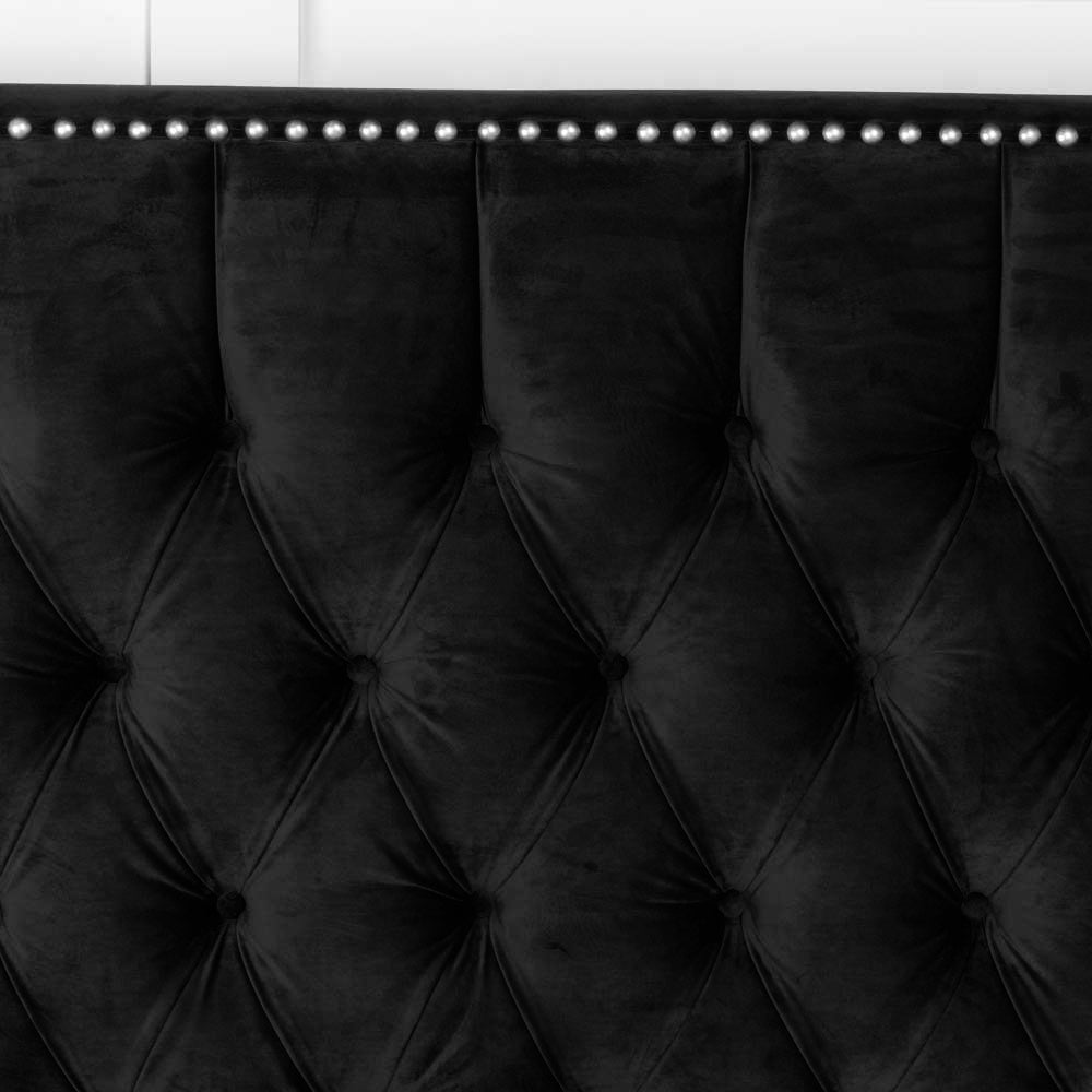 Geena Luxury velvet Upholstered Tufted Button Bed Frame -Black