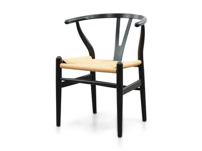 Dining Chair - Black - Natural Seat