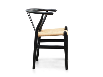 Dining Chair - Black - Natural Seat