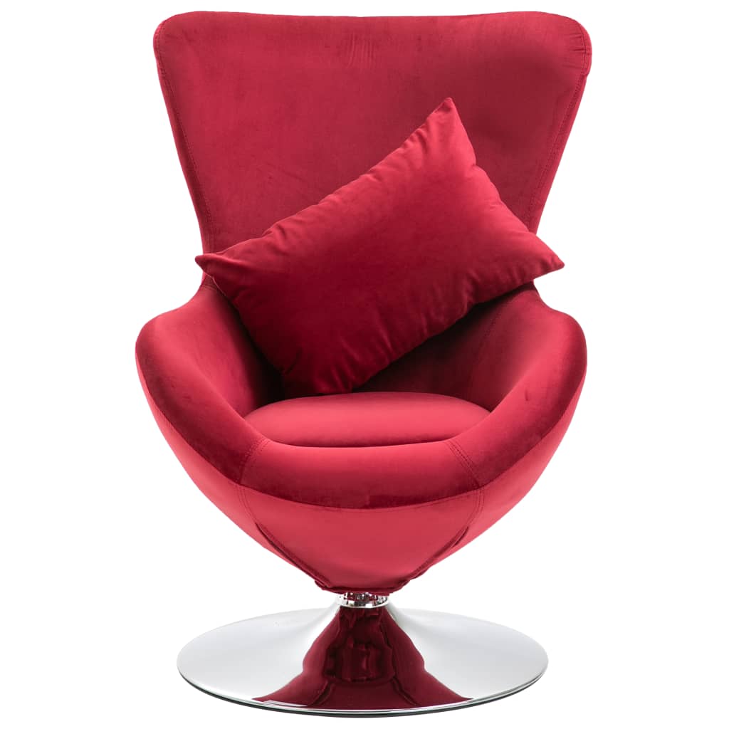 Swivel Egg Chair with Cushion Red Velvet