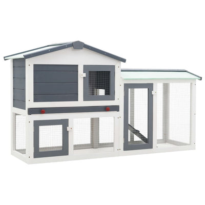 Grey & White Outdoor Hutch 145cm