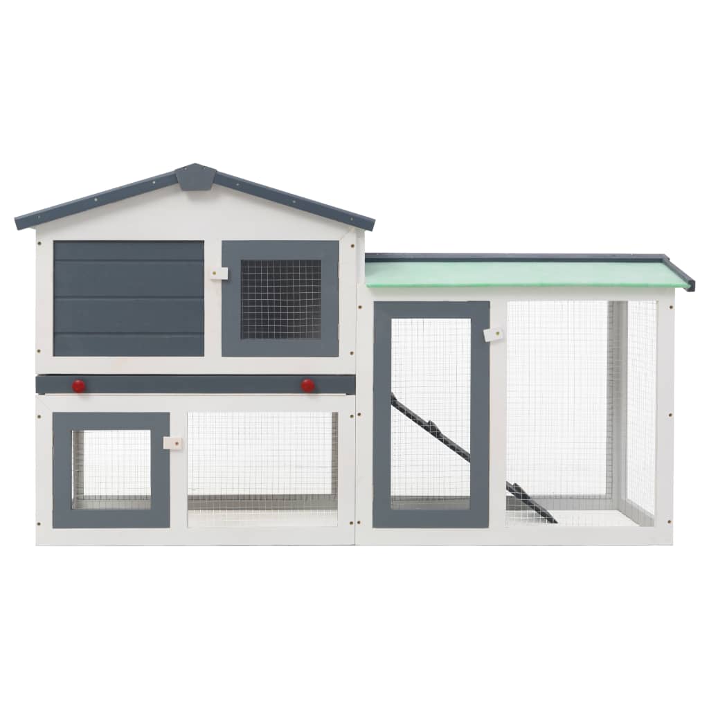 Grey & White Outdoor Hutch 145cm