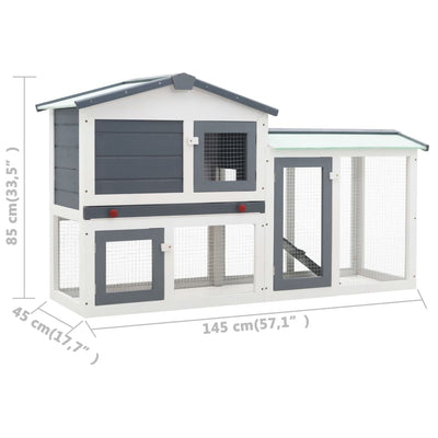 Grey & White Outdoor Hutch 145cm