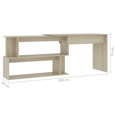 Corner Desk Sonoma Oak 200x50x76 cm Chipboard