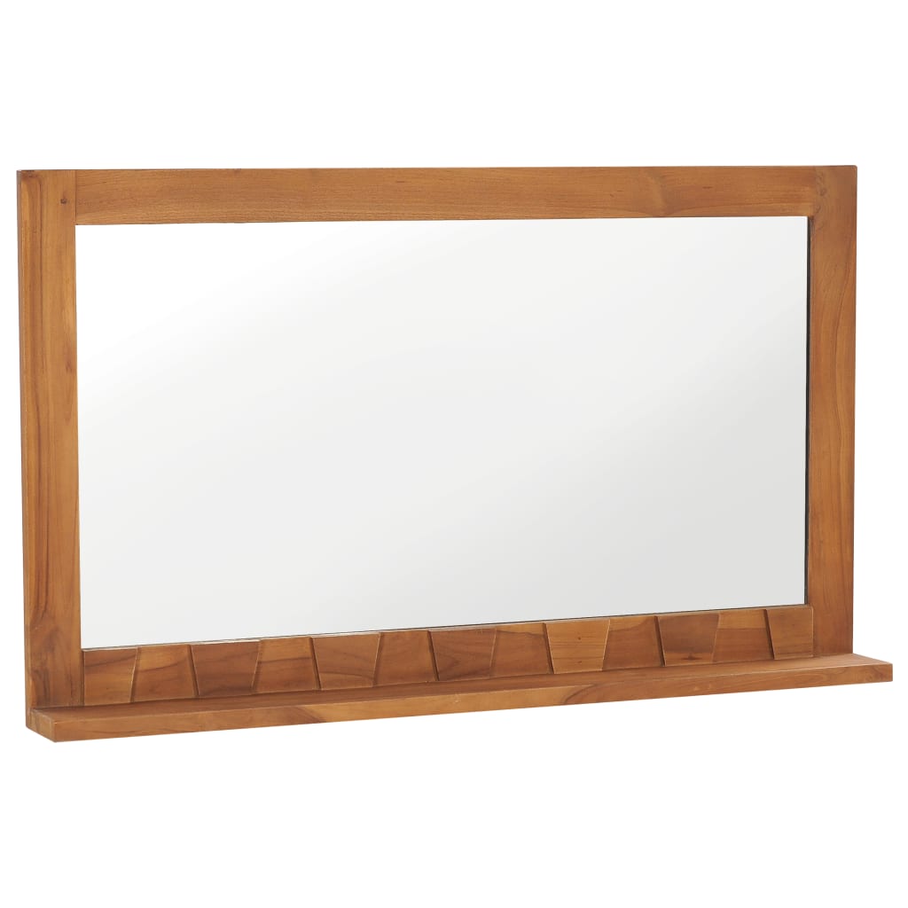 Wall Mirror with Shelf 100x12x60 cm Solid Teak Wood