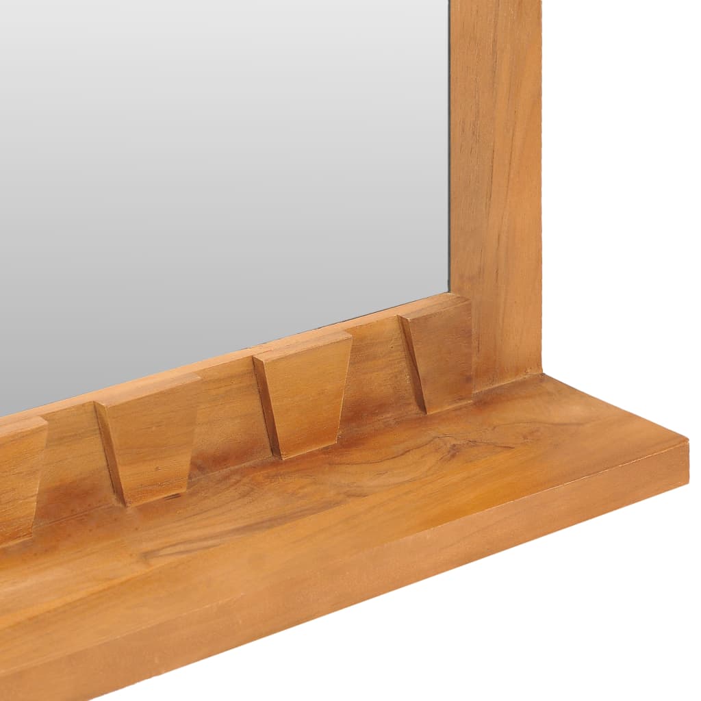 Wall Mirror with Shelf 100x12x60 cm Solid Teak Wood