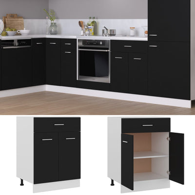 Bottom Drawer Cabinet - Black 60cm