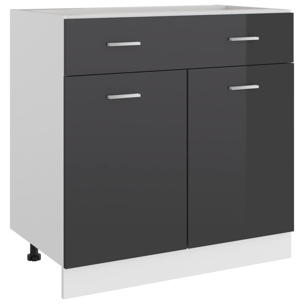 Bottom Drawer Cabinet High Gloss Grey 80cm