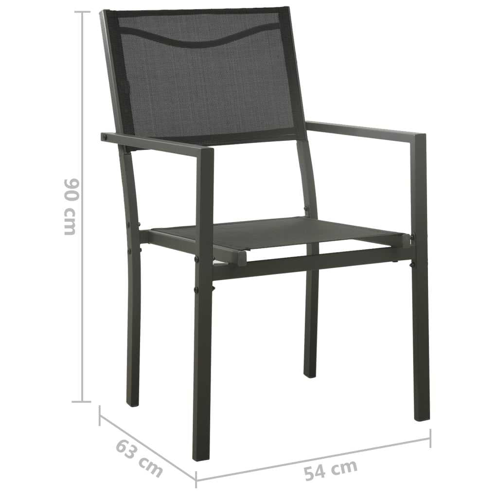 Garden Chairs 2 pcs Textilene and Steel Black and Anthracite