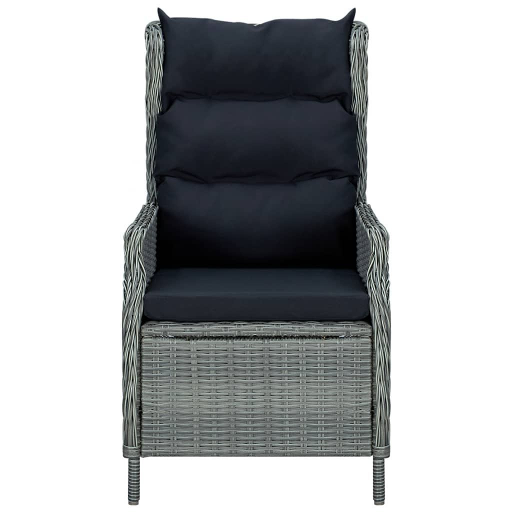 Reclining Garden Chair with Cushions Poly Rattan Light Grey