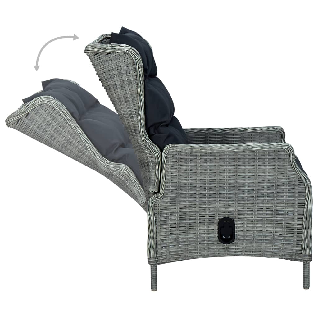 Reclining Garden Chair with Cushions Poly Rattan Light Grey