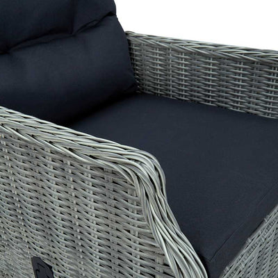 Reclining Garden Chair with Cushions Poly Rattan Light Grey