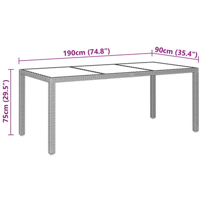 7 Piece Garden Dining Set Poly Rattan and Tempered Glass Grey