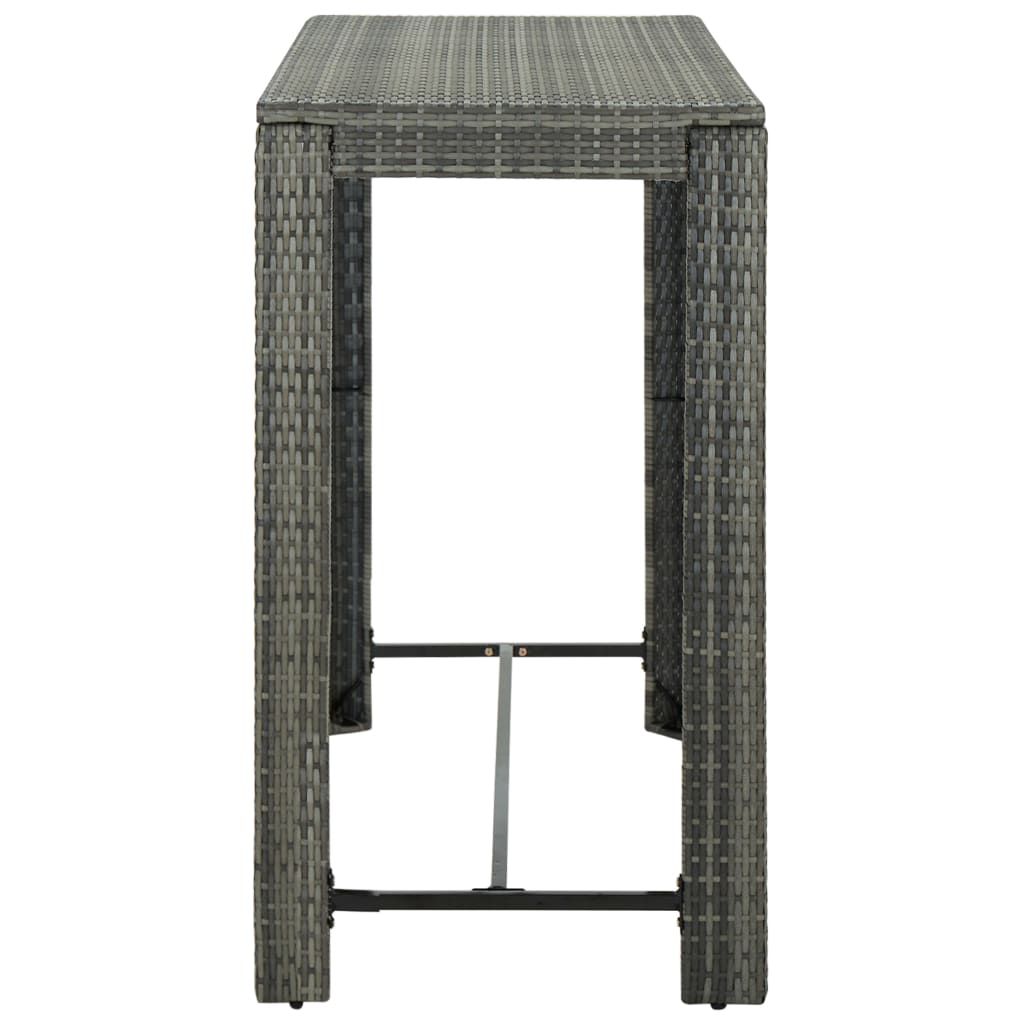 9 Piece Garden Bar Set with Cushions Poly Rattan Grey