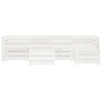 6 Piece Garden Lounge Set Pallets Wood White