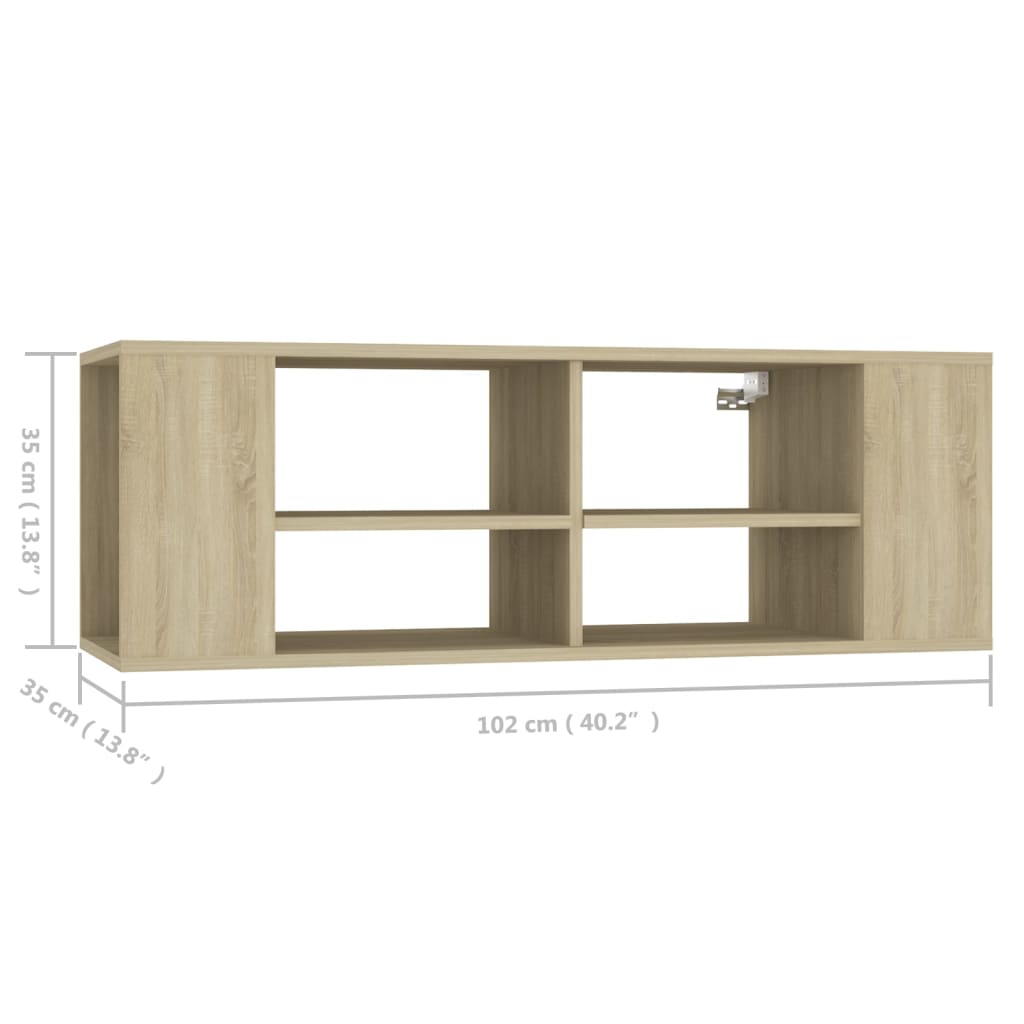 Wall-Mounted TV Cabinet Sonoma Oak 102x35x35 cm Chipboard