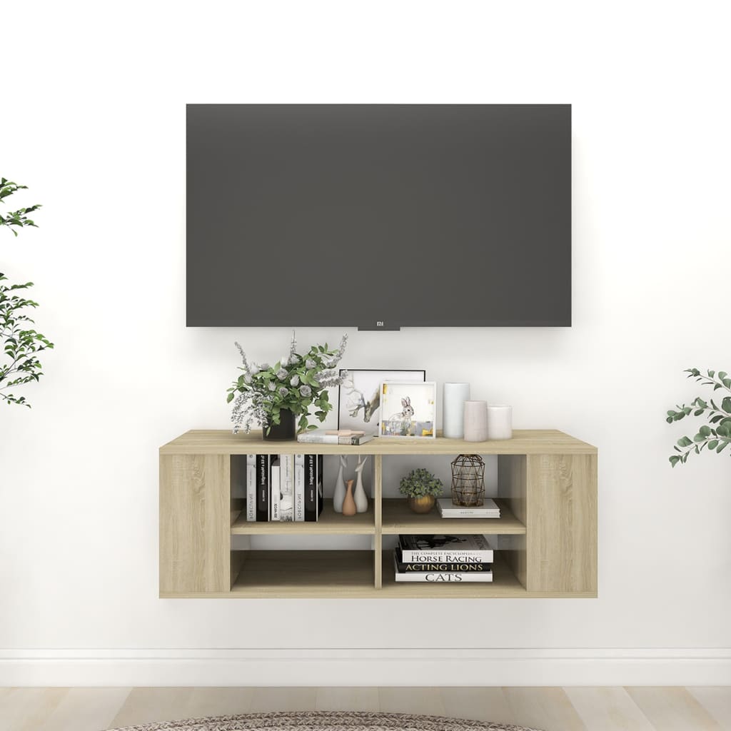 Wall-Mounted TV Cabinet Sonoma Oak 102x35x35 cm Chipboard