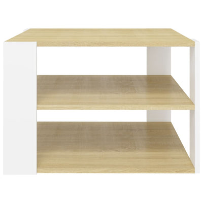 Coffee Table Sonoma Oak and White 60x60x40 cm Chipboard