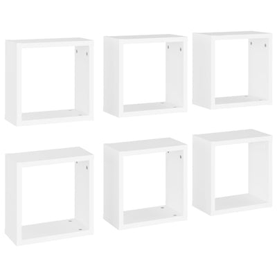 Wall Cube Shelves 6 pcs White 30x15x30 cm