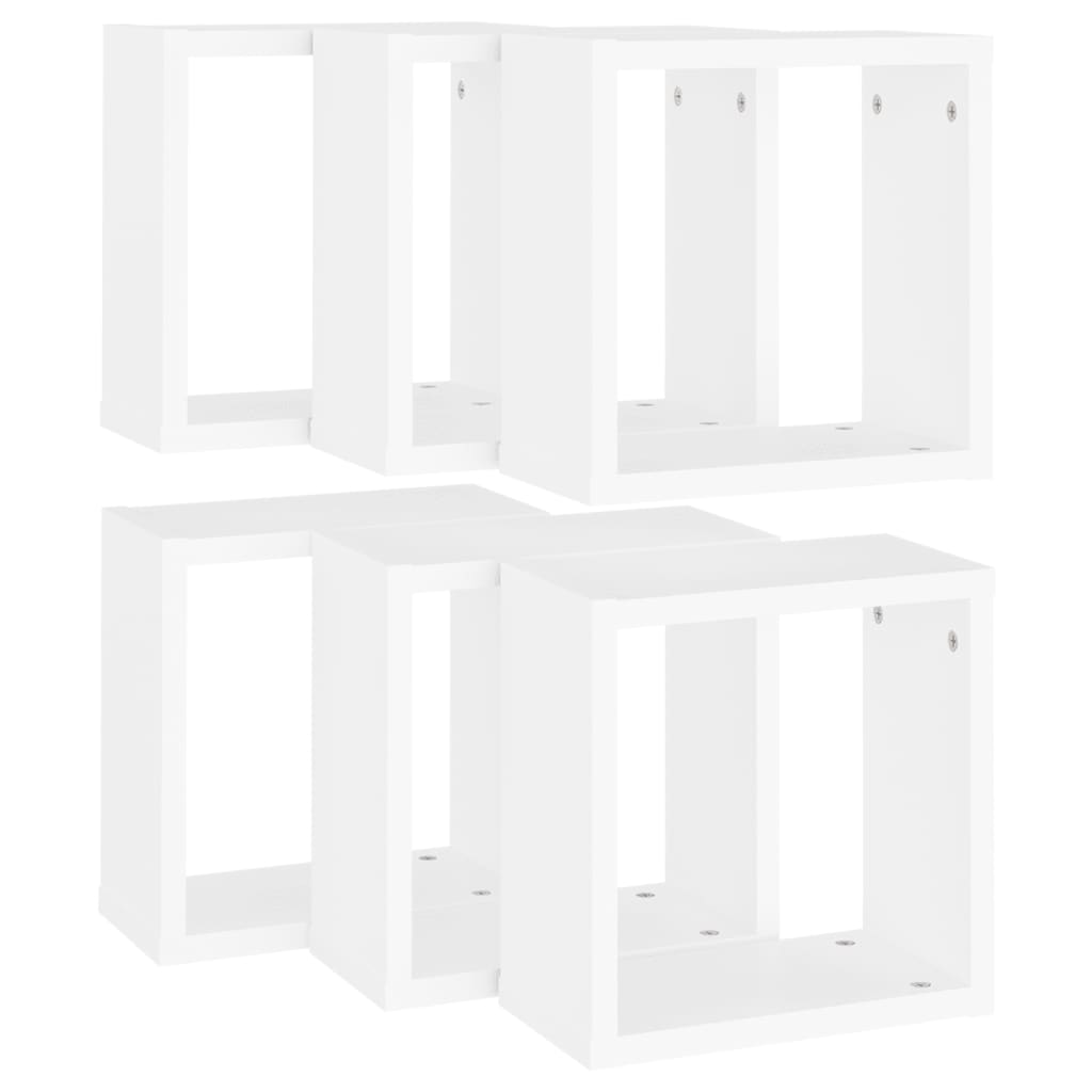 Wall Cube Shelves 6 pcs White 30x15x30 cm