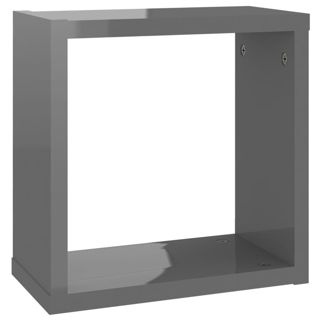 Wall Cube Shelves 6 pcs High Gloss Grey 30x15x30 cm