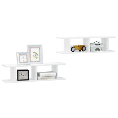 Wall Shelves 2 pcs High Gloss White 78x18x20 cm Chipboard