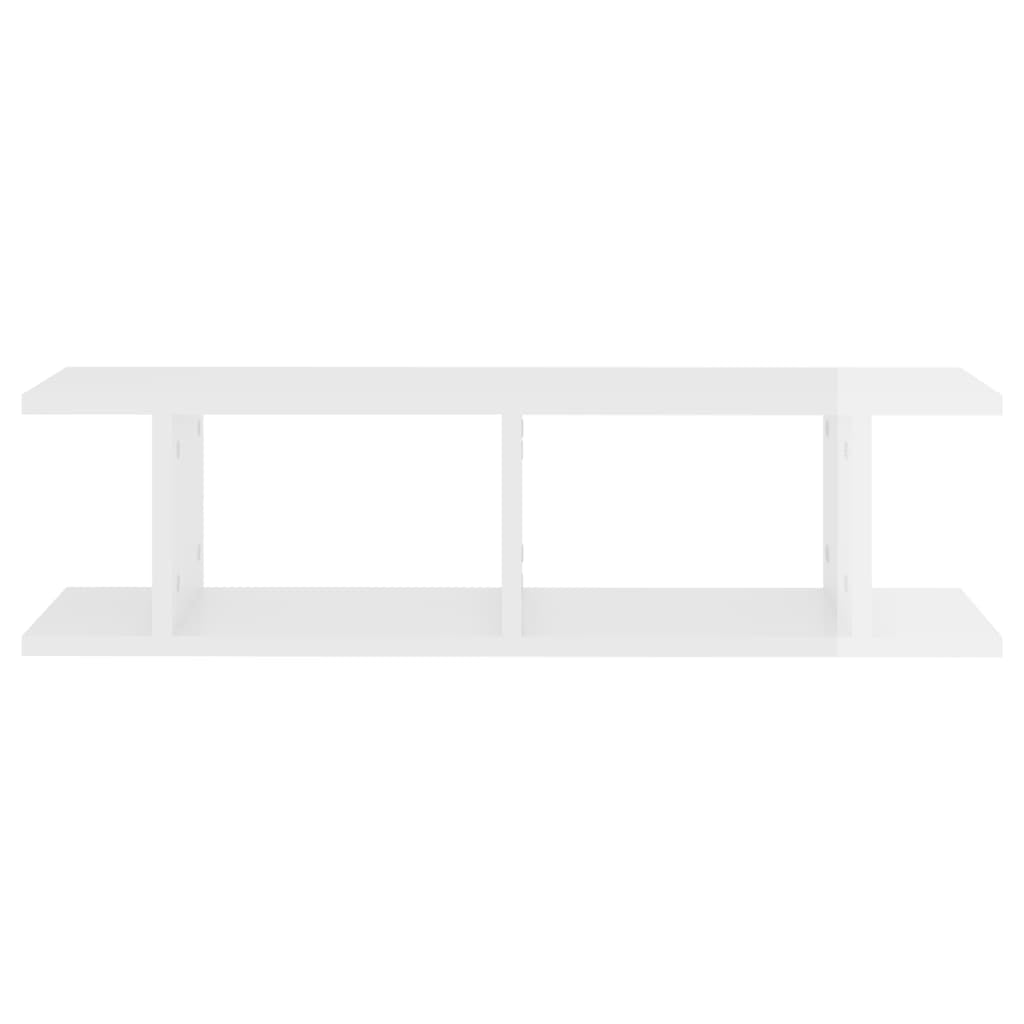 Wall Shelves 2 pcs High Gloss White 78x18x20 cm Chipboard