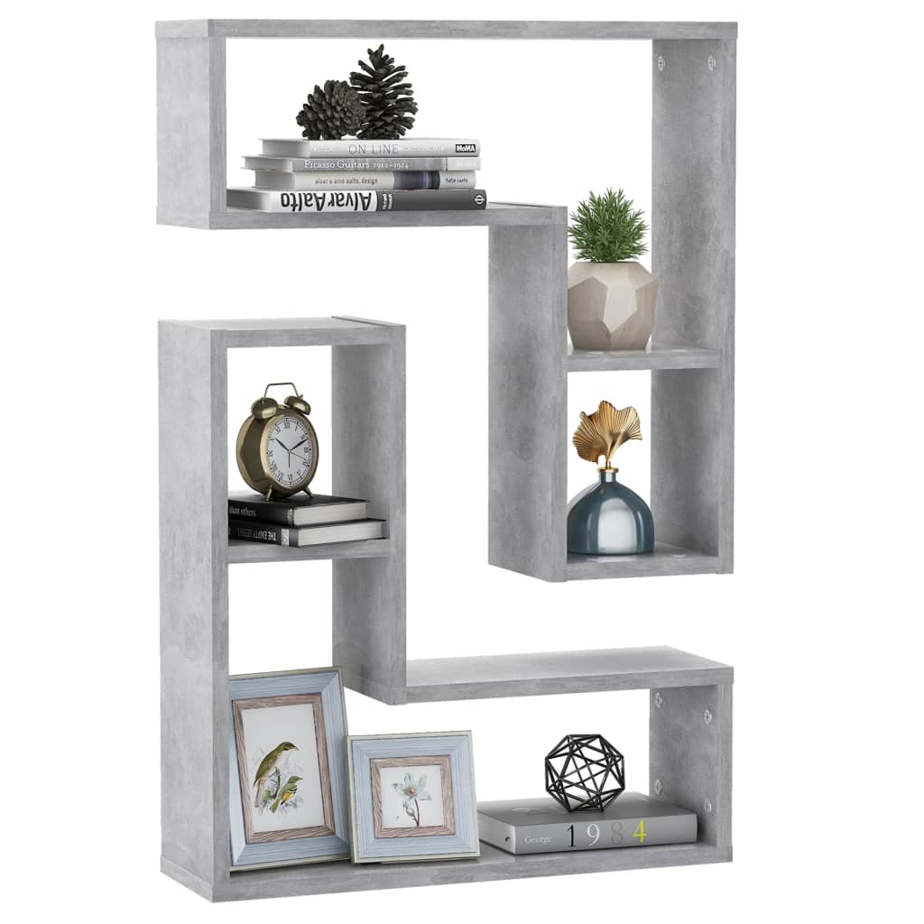 Wall Shelves 2 pcs Concrete Grey 50x15x50 cm Chipboard