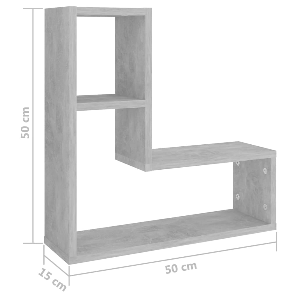 Wall Shelves 2 pcs Concrete Grey 50x15x50 cm Chipboard