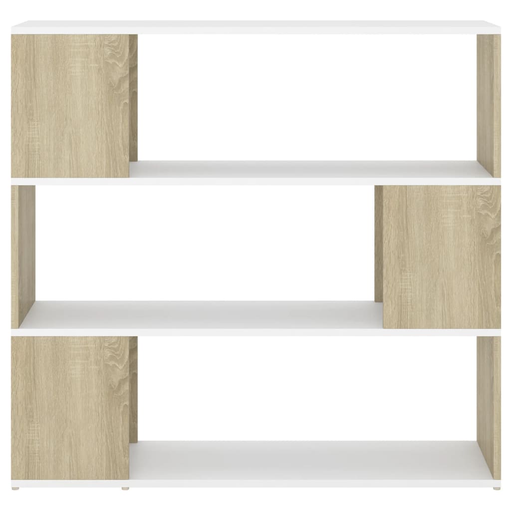Book Cabinet Room Divider White and Sonoma Oak 100x24x94 cm