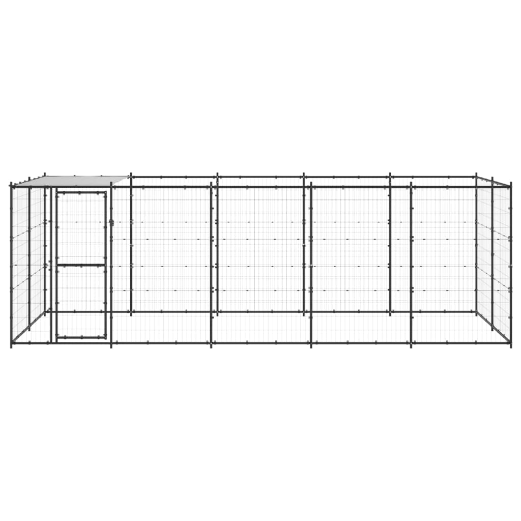 Outdoor Dog Kennel Steel with Roof 12.1 m²