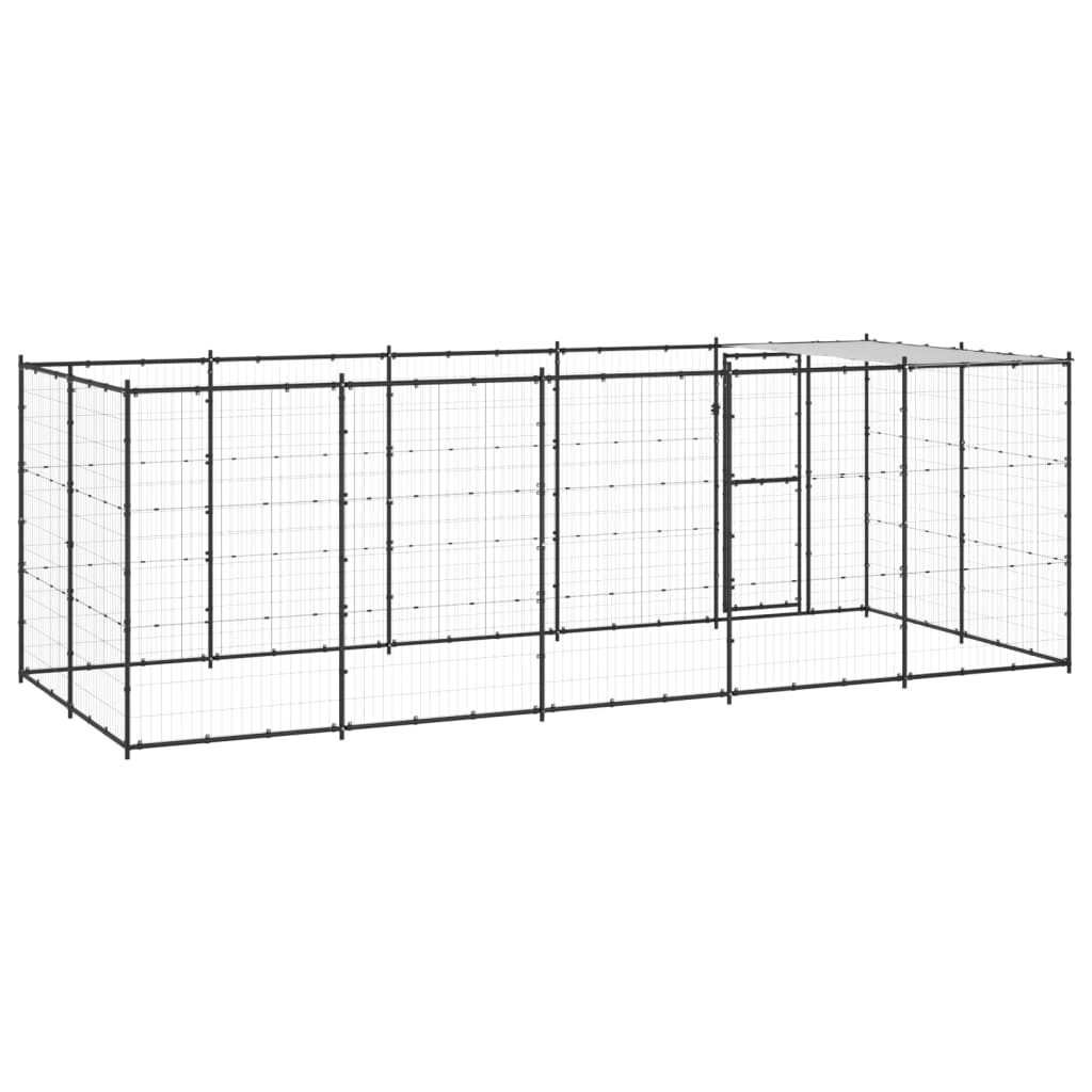 Outdoor Dog Kennel Steel with Roof 12.1 m²