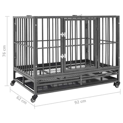 Dog Cage with Wheels 92cm