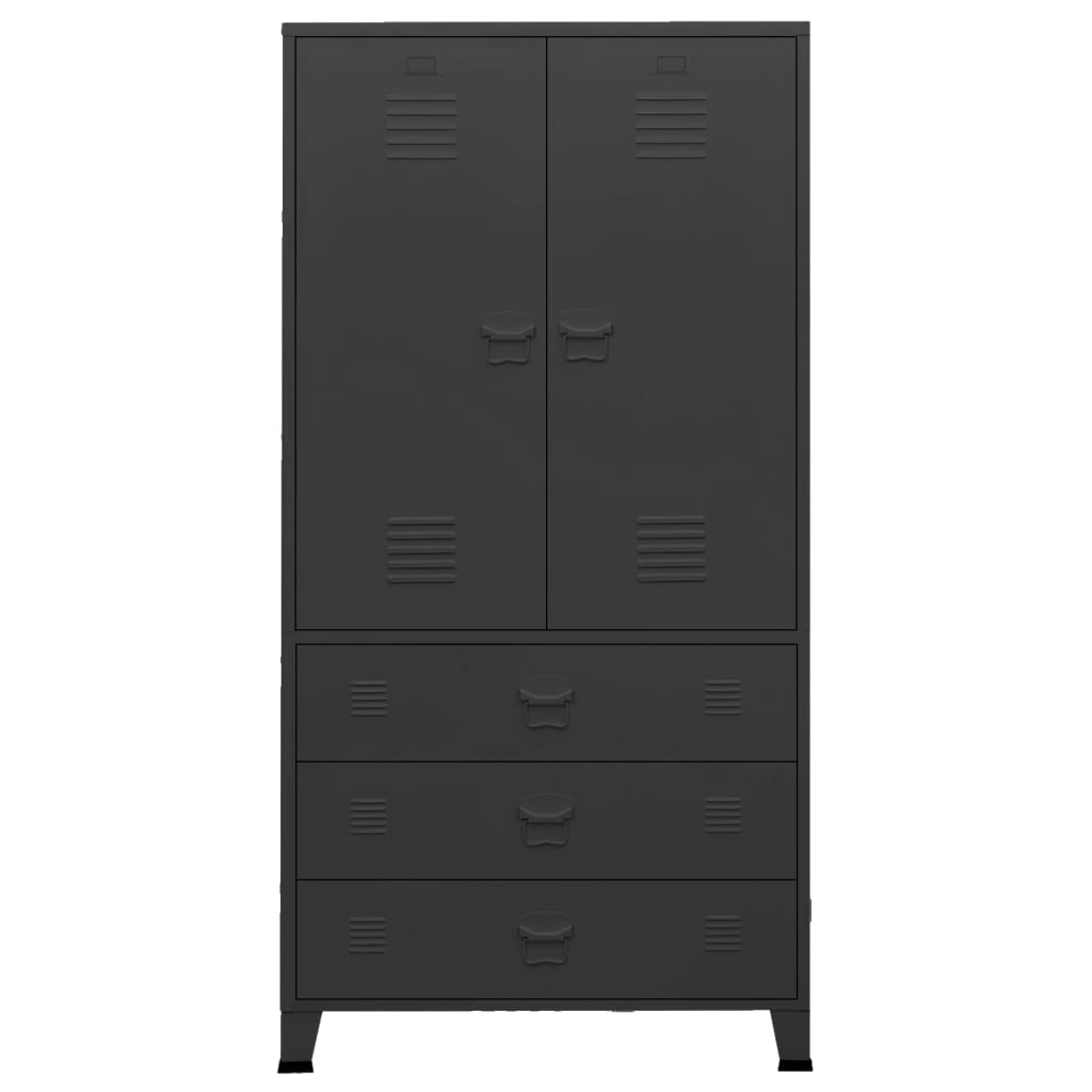 Industrial Wardrobe Black 90x50x180 cm Metal