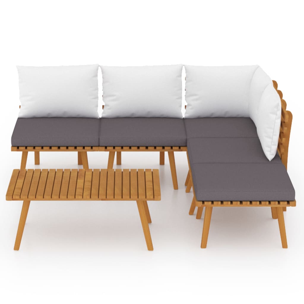 6 Piece Garden Lounge Set with Cushions Solid Acacia Wood