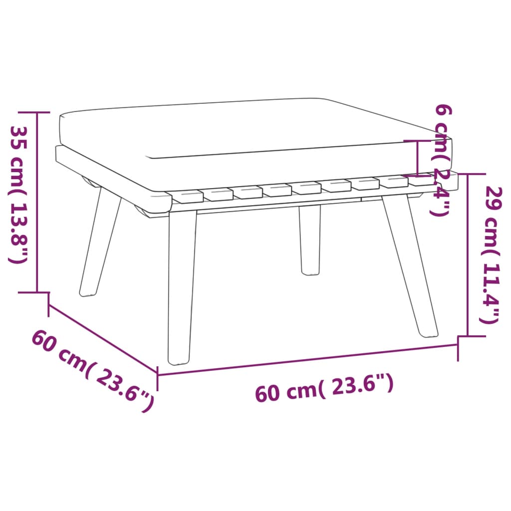 6 Piece Garden Lounge Set with Cushions Solid Acacia Wood