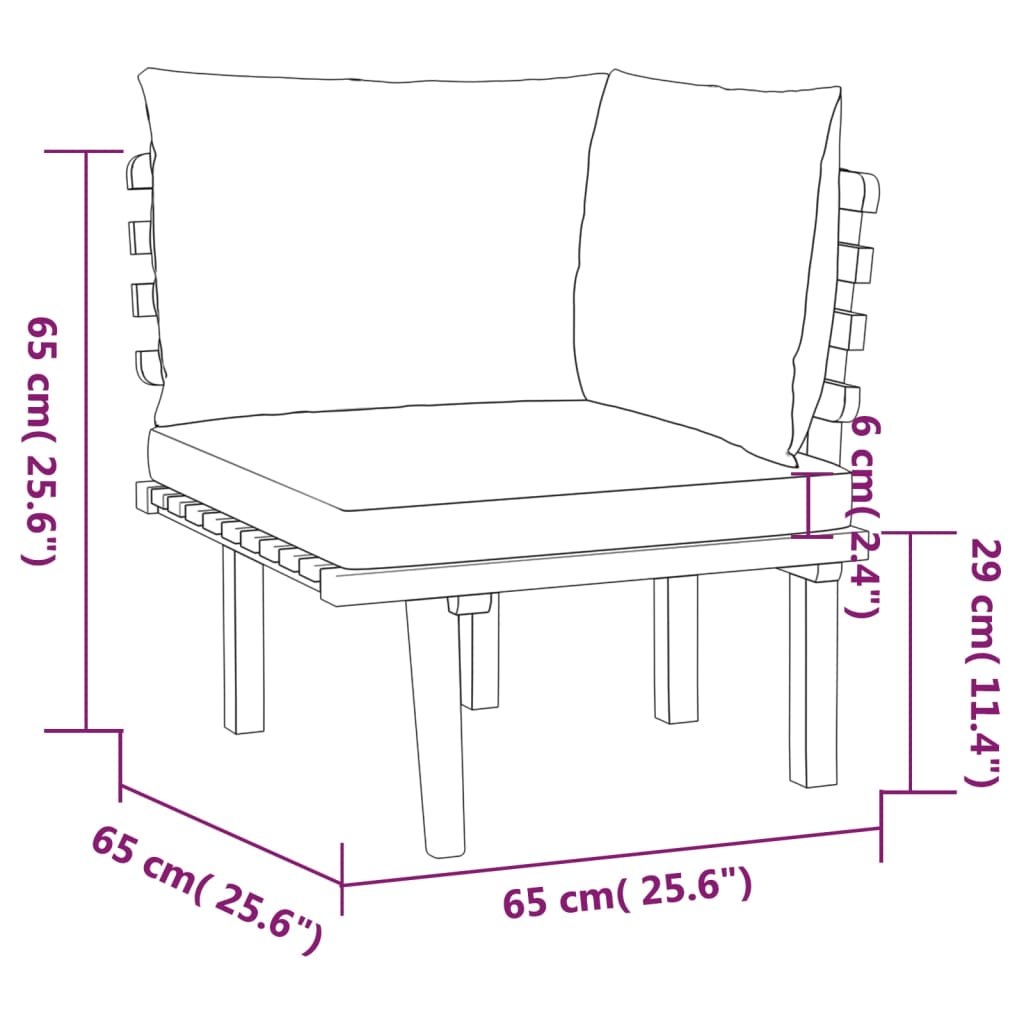 5 Piece Garden Lounge Set with Cushions Solid Acacia Wood